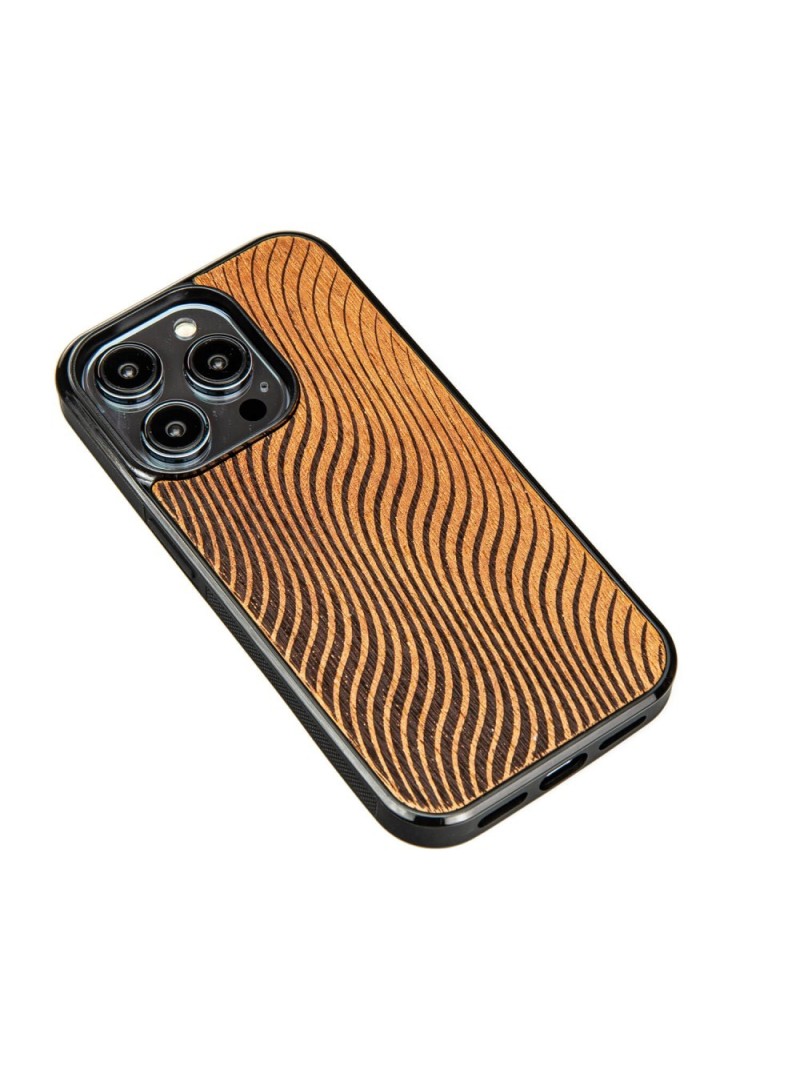 Wooden iPhone 15 series case – Waves Merbau Wooden iPhone 15 series case – Waves Merbau