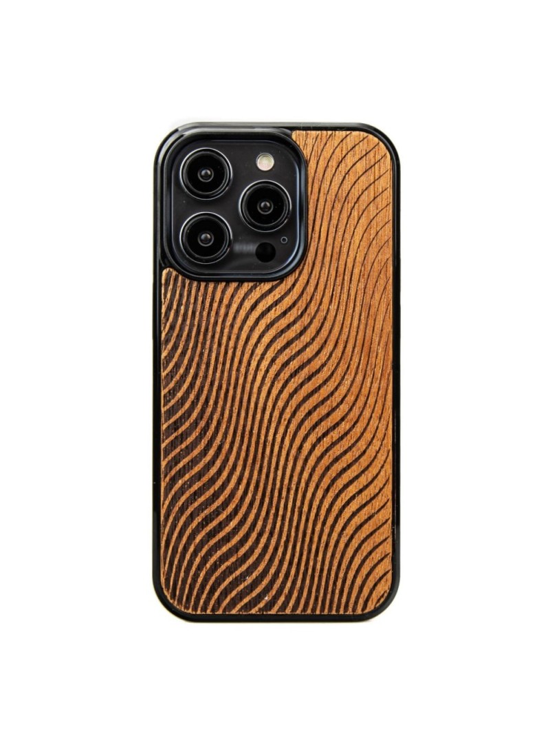 Wooden iPhone 15 series case – Waves Merbau Wooden iPhone 15 series case – Waves Merbau